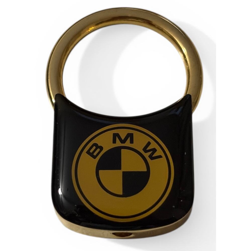 BMW Logo Enamel and Goldtone Swivel Keyring 1.75x1" Vintage